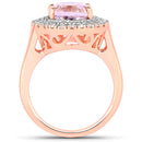 5.48 Carat Genuine Kunzite and White Topaz .925 Sterling Silver Ring-5