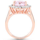 5.56 Carat Genuine Kunzite and White Topaz .925 Sterling Silver Ring-5