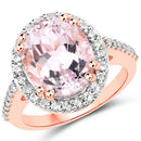 6.94 Carat Genuine Kunzite and White Topaz .925 Sterling Silver Ring-5