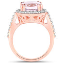 6.94 Carat Genuine Kunzite and White Topaz .925 Sterling Silver Ring-6