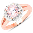 2.25 Carat Genuine Kunzite and White Topaz .925 Sterling Silver Ring-4