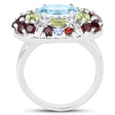 5.43 Carat Genuine Multi Stone .925 Sterling Silver Ring-5