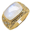 8.08 Carat Genuine White Rainbow Moonstone and White Topaz .925 Sterling Silver Ring-2