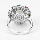 3.92 Carat Genuine Ethiopian Opal, Multi Sapphire and White Diamond .925 Sterling Silver Ring-10
