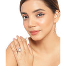 3.92 Carat Genuine Ethiopian Opal, Multi Sapphire and White Diamond .925 Sterling Silver Ring-12