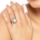 3.92 Carat Genuine Ethiopian Opal, Multi Sapphire and White Diamond .925 Sterling Silver Ring-13