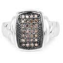 0.22 Carat Genuine Champagne Diamond .925 Sterling Silver Ring-6