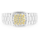 0.25 Carat Genuine Yellow Diamond .925 Sterling Silver Ring-6