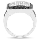 0.61 Carat Genuine Black Diamond and White Diamond .925 Sterling Silver Ring-5