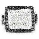 0.61 Carat Genuine Black Diamond and White Diamond .925 Sterling Silver Ring-6