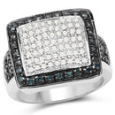 0.64 Carat Genuine White Diamond and Blue Diamond .925 Sterling Silver Ring-4