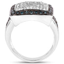 0.64 Carat Genuine White Diamond and Blue Diamond .925 Sterling Silver Ring-5