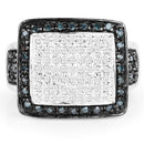 0.64 Carat Genuine White Diamond and Blue Diamond .925 Sterling Silver Ring-6