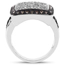 0.61 Carat Genuine Champagne Diamond and White Diamond .925 Sterling Silver Ring-5