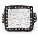 0.61 Carat Genuine Champagne Diamond and White Diamond .925 Sterling Silver Ring-6