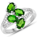 1.86 Carat Genuine Chrome Diopside and White Zircon .925 Sterling Silver Ring-2