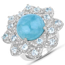 12.72 Carat Genuine Aquamarine and White Diamond .925 Sterling Silver Ring-2