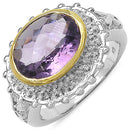 Two Tone Plated 4.36 Carat Genuine Amethyst & White Topaz .925 Sterling Silver Ring-4