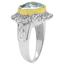Two Tone Plated 5.01 Carat Genuine Blue Topaz & White Topaz .925 Sterling Silver Ring-5