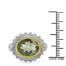 Two Tone Plated 4.16 Carat Genuine Green Amethyst & White Topaz .925 Sterling Silver Ring-6
