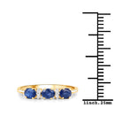 0.70 Carat Genuine Blue Sapphire and White Diamond 10K Yellow Gold Ring-6