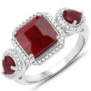 3.65 Carat Dyed Ruby .925 Sterling Silver Ring-2