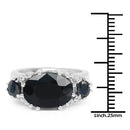 8.62 Carat Genuine Black Sapphire & White Topaz .925 Sterling Silver Ring-7