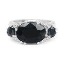8.62 Carat Genuine Black Sapphire & White Topaz .925 Sterling Silver Ring-8