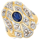 1.84 Carat Genuine Blue Sapphire and Diamond .925 Sterling Silver Ring-2