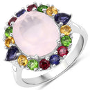 5.52 Carat Genuine Multi Stones .925 Sterling Silver Ring-2