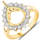 0.48 Carat Genuine White Diamond 14K Yellow Gold Semi Mount Ring - holds 11x9mm Pear Gemstone-5