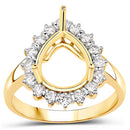 0.48 Carat Genuine White Diamond 14K Yellow Gold Semi Mount Ring - holds 11x9mm Pear Gemstone-6