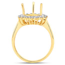 0.48 Carat Genuine White Diamond 14K Yellow Gold Semi Mount Ring - holds 11x9mm Pear Gemstone-7
