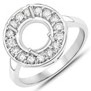 0.48 Carat Genuine White Diamond 14K White Gold Semi Mount Ring - holds 8.00mm Round Gemstone-5