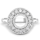 0.48 Carat Genuine White Diamond 14K White Gold Semi Mount Ring - holds 8.00mm Round Gemstone-8