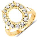 0.42 Carat Genuine White Diamond 14K Yellow Gold Semi Mount Ring - holds 11x9mm Oval Gemstone-5