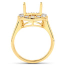 0.42 Carat Genuine White Diamond 14K Yellow Gold Semi Mount Ring - holds 11x9mm Oval Gemstone-7