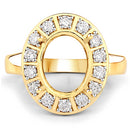 0.42 Carat Genuine White Diamond 14K Yellow Gold Semi Mount Ring - holds 11x9mm Oval Gemstone-8