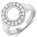 0.48 Carat Genuine White Diamond 14K White Gold Semi Mount Ring - holds 8.00mm Round Gemstone-5