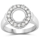 0.48 Carat Genuine White Diamond 14K White Gold Semi Mount Ring - holds 8.00mm Round Gemstone-6