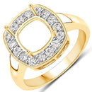 0.48 Carat Genuine White Diamond 14K Yellow Gold Semi Mount Ring - holds 8x8mm Cushion Gemstone-5