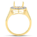 0.48 Carat Genuine White Diamond 14K Yellow Gold Semi Mount Ring - holds 8x8mm Cushion Gemstone-7