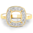 0.48 Carat Genuine White Diamond 14K Yellow Gold Semi Mount Ring - holds 8x8mm Cushion Gemstone-8