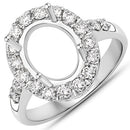 0.60 Carat Genuine White Diamond 14K White Gold Semi Mount Ring - holds 10x8mm Oval Gemstone-5