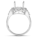 0.60 Carat Genuine White Diamond 14K White Gold Semi Mount Ring - holds 10x8mm Oval Gemstone-7