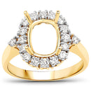 0.54 Carat Genuine White Diamond 14K Yellow Gold Semi Mount Ring - holds 9x7mm Cushion Gemstone-6
