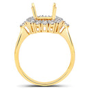 0.54 Carat Genuine White Diamond 14K Yellow Gold Semi Mount Ring - holds 9x7mm Cushion Gemstone-7