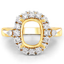 0.54 Carat Genuine White Diamond 14K Yellow Gold Semi Mount Ring - holds 9x7mm Cushion Gemstone-8
