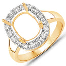 0.51 Carat Genuine White Diamond 14K Yellow Gold Semi Mount Ring - holds 10x8mm Cushion Gemstone-5