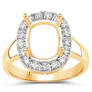 0.51 Carat Genuine White Diamond 14K Yellow Gold Semi Mount Ring - holds 10x8mm Cushion Gemstone-6